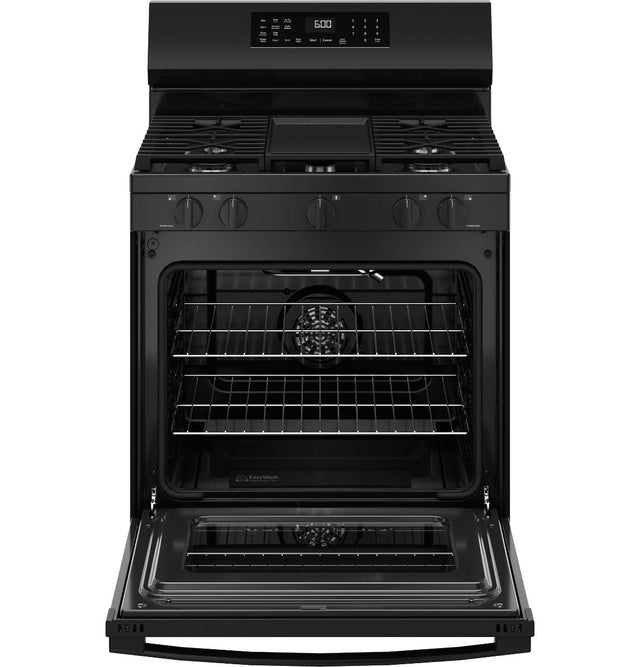 GE® 30" Free-Standing Gas Convection Range with No Preheat Air Fry and EasyWash™ Oven Tray GGF600AVBB