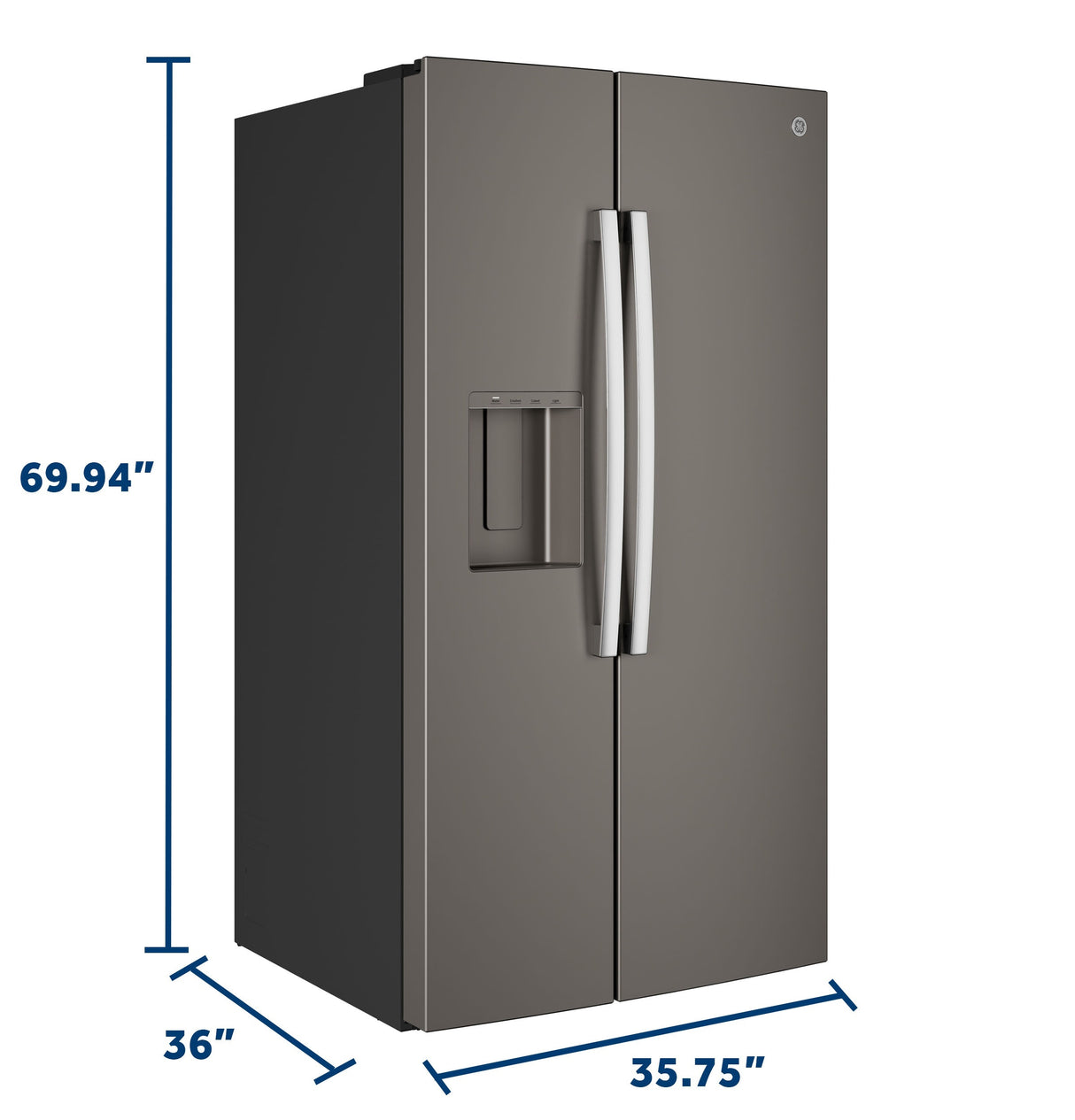 GE® 27.9 Cu. Ft. Side-By-Side Refrigerator with Extra Tall Dispenser and In-Door Icemaker GSS28NMYES