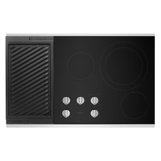 Maytag 36-Inch Electric Cooktop with Reversible Grill and Griddle MEC8836HS