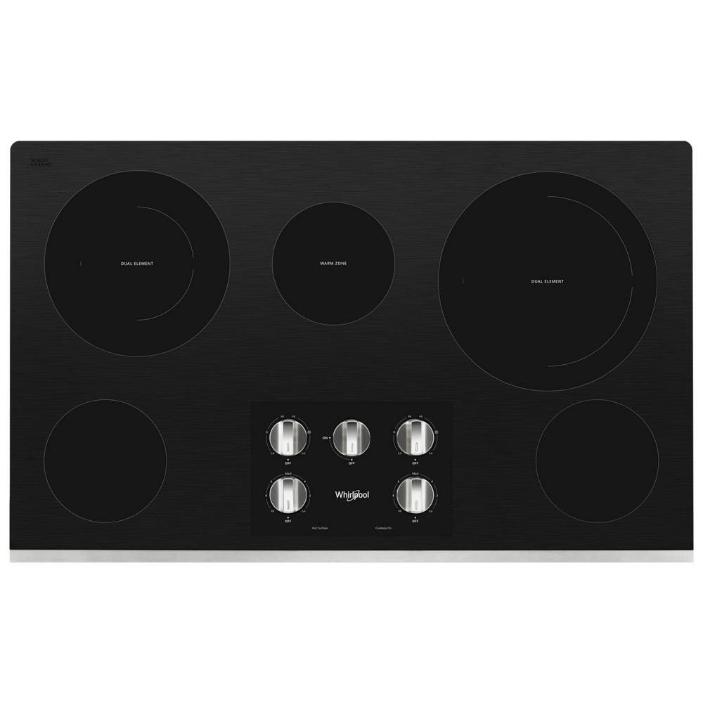 Whirlpool® 36-inch Electric Ceramic Glass Cooktop with Two Dual Radiant Elements WCE77US6HS
