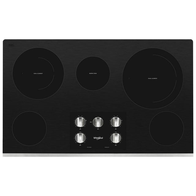 Whirlpool® 36-inch Electric Ceramic Glass Cooktop with Two Dual Radiant Elements WCE77US6HS