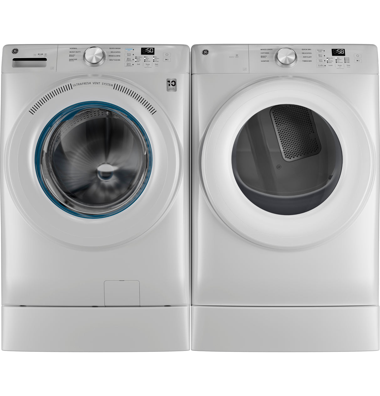 GE® ENERGY STAR® 7.8 cu. ft. Capacity Smart Front Load Gas Dryer GFD35GSSYWW