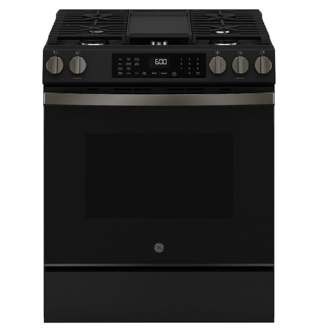 GE® 30" Slide-In Front-Control Convection Gas Range with No Preheat Air Fry and EasyWash™ Oven Tray GGS600AVDS