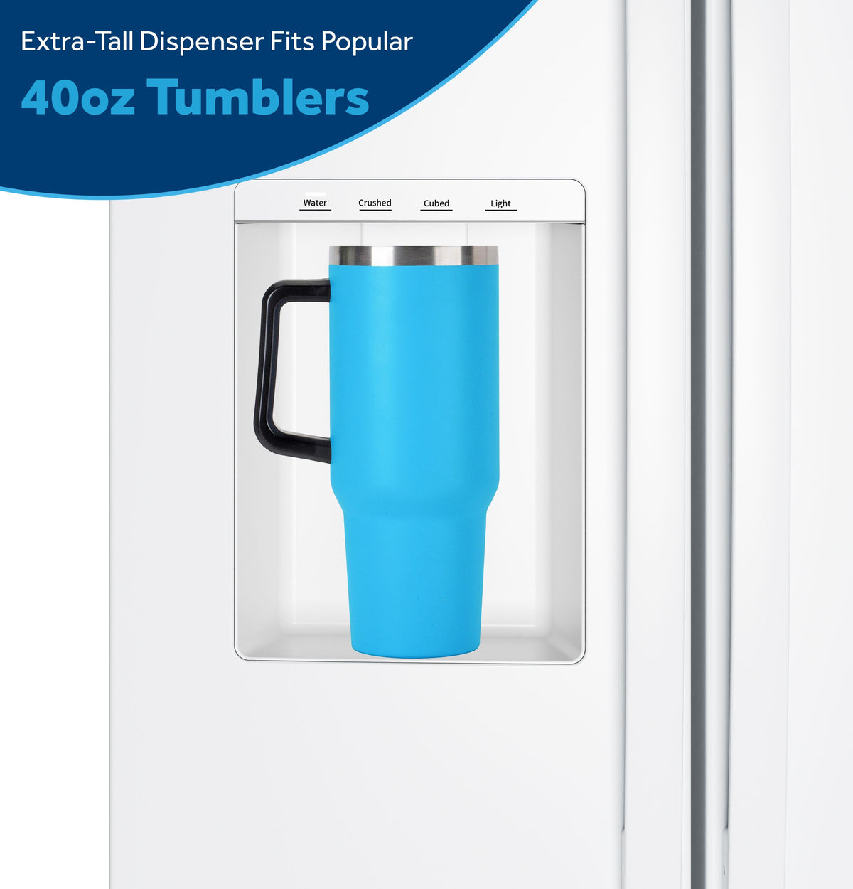 GE 23.6 Cu. Ft. Counter-Depth Side-By-Side Refrigerator with Extra Tall Dispenser and In-Door Icemaker GZS24NGYWW