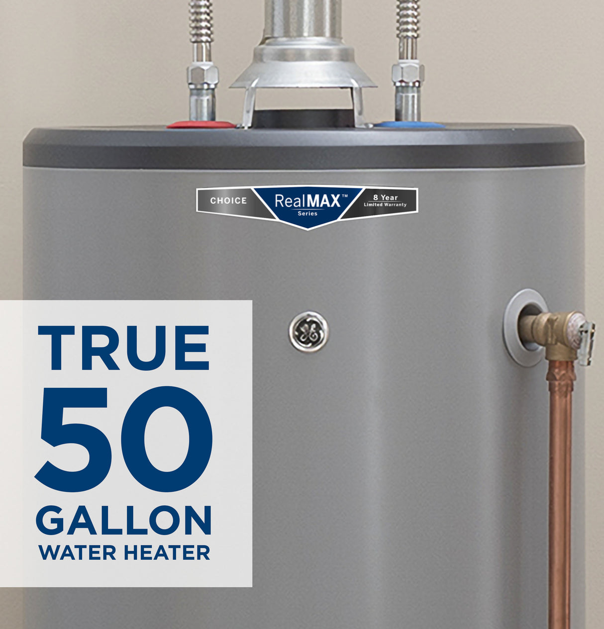 GE RealMAX Choice 50-Gallon Short Natural Gas Atmospheric Water Heater GG50S08BXR