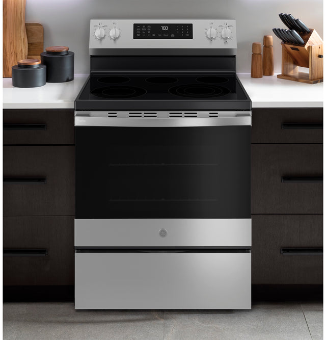 GE Profile™ ENERGY STAR® 30” Smart Free-Standing Electric Convection Range with No Preheat Air Fry and EasyWash™ Oven Tray PRF700AYFS