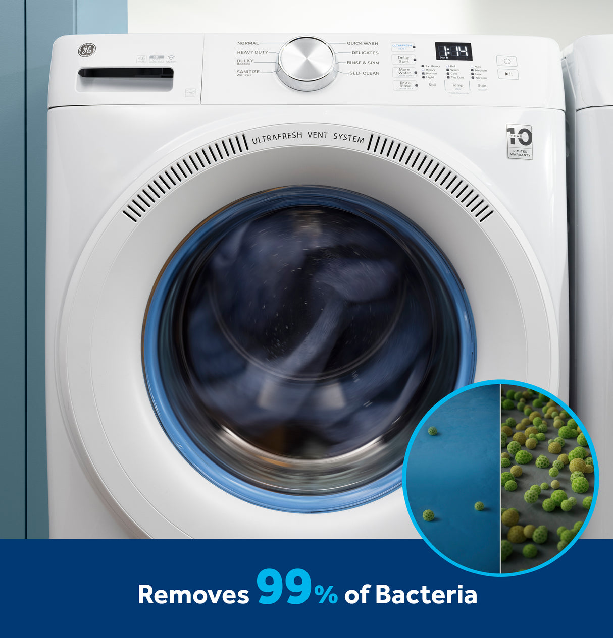 GE® ENERGY STAR® 4.6 cu. ft. Capacity Smart Front Load Washer with UltraFresh Vent System with OdorBlock™ GFW350SPYDS