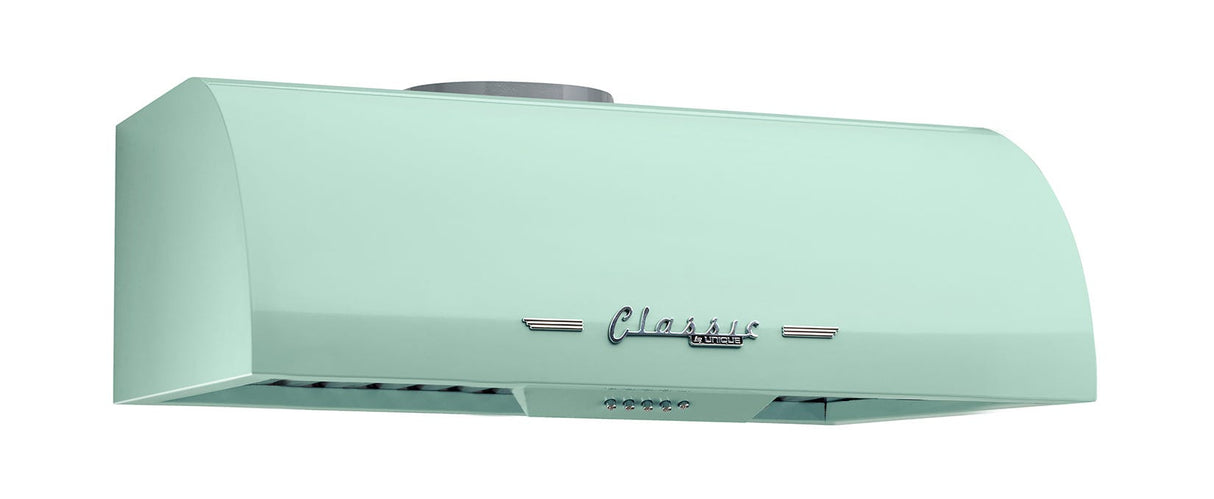 Classic Retro 24-inch 500 CFM Ducted Under Cabinet Range Hood with LED Lighting in Summer Mint Green UGP-24CR RH LG