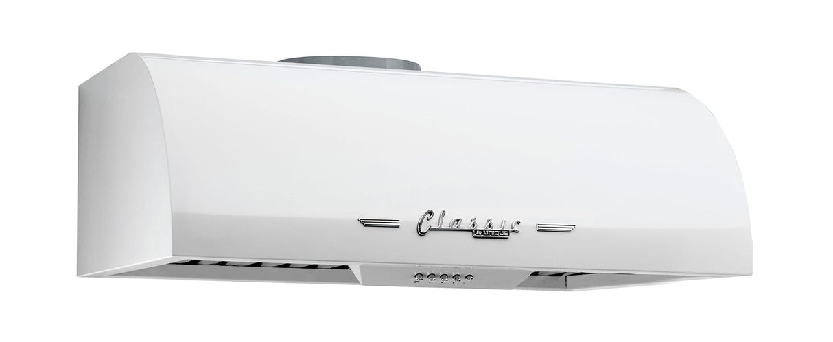 Classic Retro 24-inch 500 CFM Ducted Under Cabinet Range Hood with LED Lighting in Marshmallow White UGP-24CR RH W