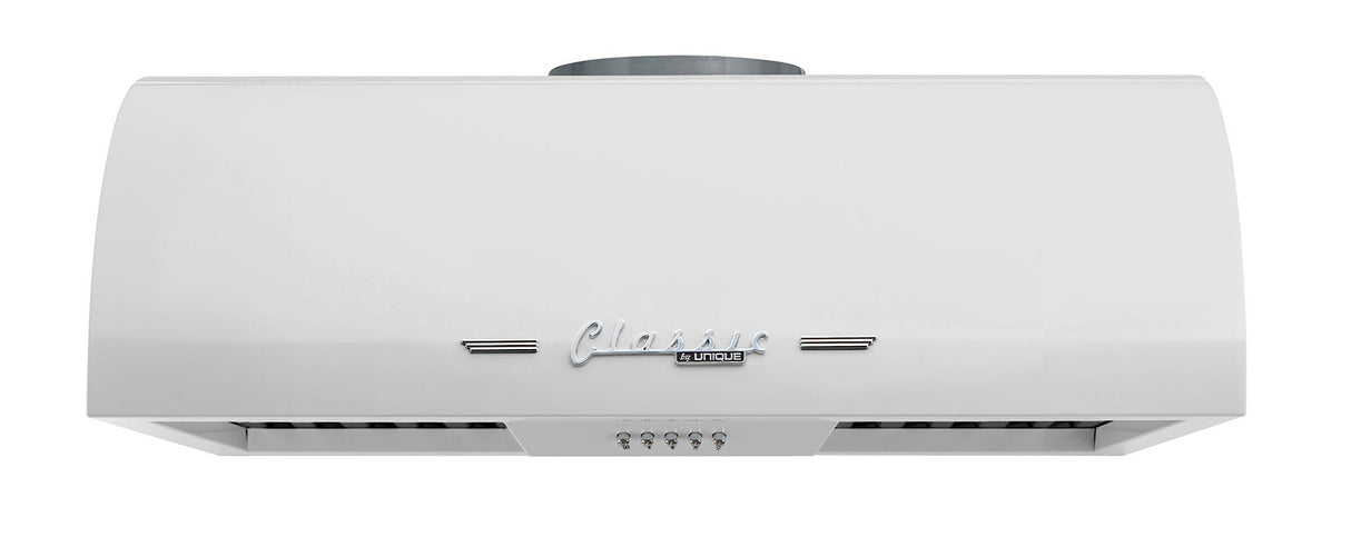 Classic Retro 24-inch 500 CFM Ducted Under Cabinet Range Hood with LED Lighting in Marshmallow White UGP-24CR RH W