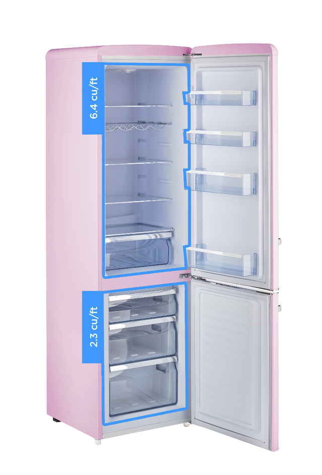 Classic Retro by Unique 9 cu. ft. Electric Bottom-Mount Refrigerator UGP-275L BP AC-Bubblegum Pink