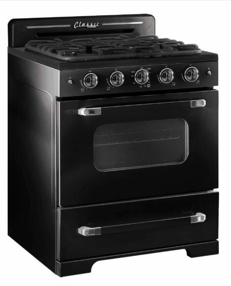 Unique 30' Classic Retro Midnight Black Gas Range UGP-30CR B