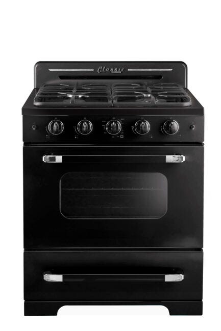 Unique 30' Classic Retro Midnight Black Gas Range UGP-30CR B