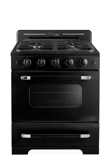 Classic Retro by Unique 30” Convection Gas Range UGP-30CR B -Midnight Black