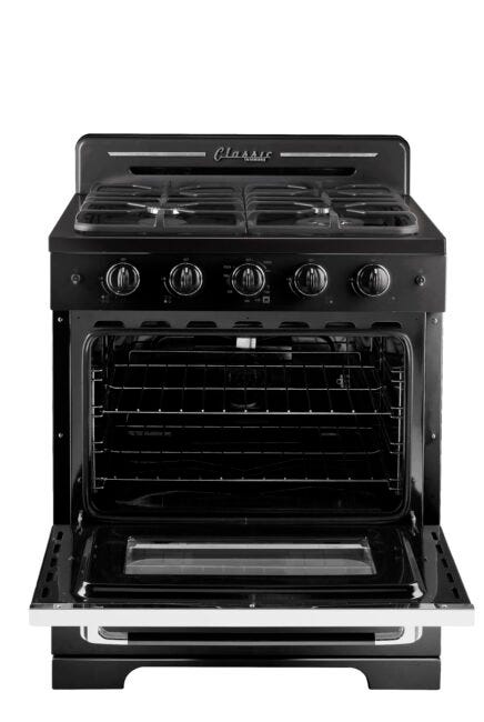Unique 30' Classic Retro Midnight Black Gas Range UGP-30CR B