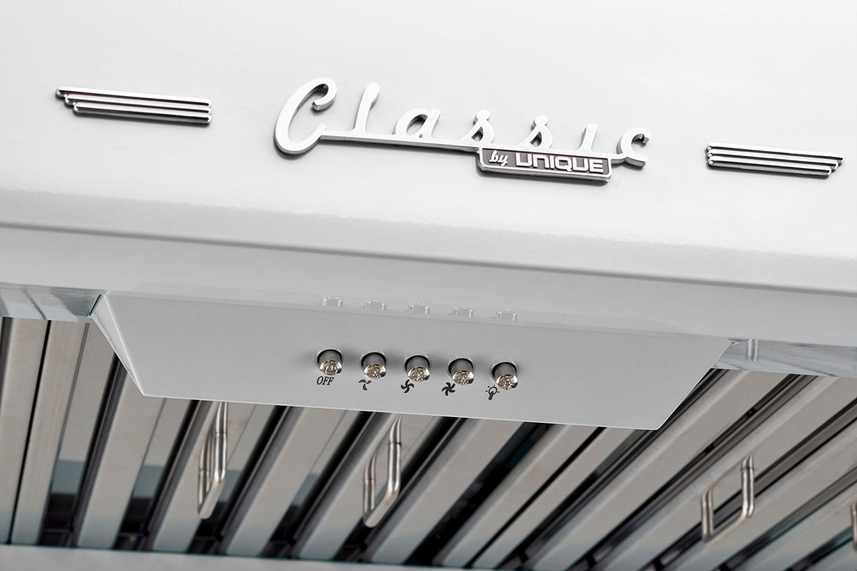 Unique 30' Classic Retro Marshmallow White Range Hood UGP-30CR RH W