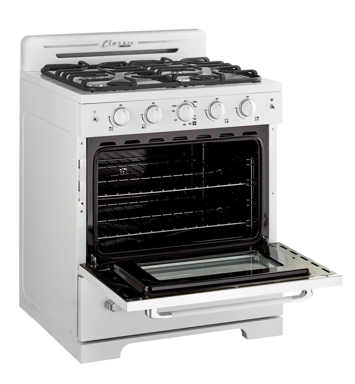 Classic Retro 30 -inch Free-Standing Gas Range with Convection Oven in Marshmallow White UGP-30CR W