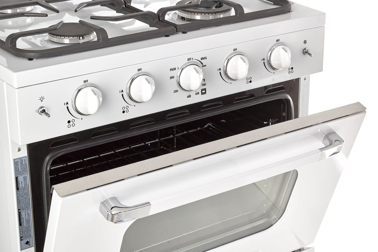 Classic Retro 30 -inch Free-Standing Gas Range with Convection Oven in Marshmallow White UGP-30CR W