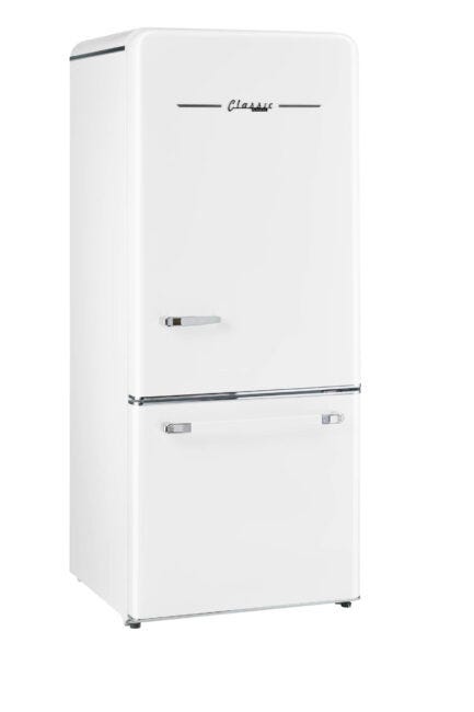 Classic Retro 30 in 17.7 cu. ft. Frost Free Retro Bottom Freezer Refrigerator in Marshmallow White, ENERGY STAR UGP-510L W AC