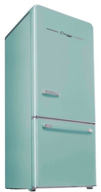 Classic Retro 30 in 17.7 cu. ft. Frost Free Retro Bottom Freezer Refrigerator in Ocean Mist Turquoise, ENERGY STAR UGP-510L T AC