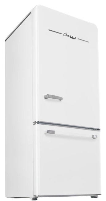 Classic Retro 30 in 17.7 cu. ft. Frost Free Retro Bottom Freezer Refrigerator in Marshmallow White, ENERGY STAR UGP-510L W AC