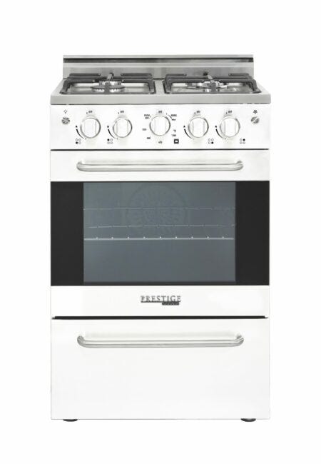 Prestige by Unique 24″ Stainless Convection Gas Range UGP-24V PC1 W-White