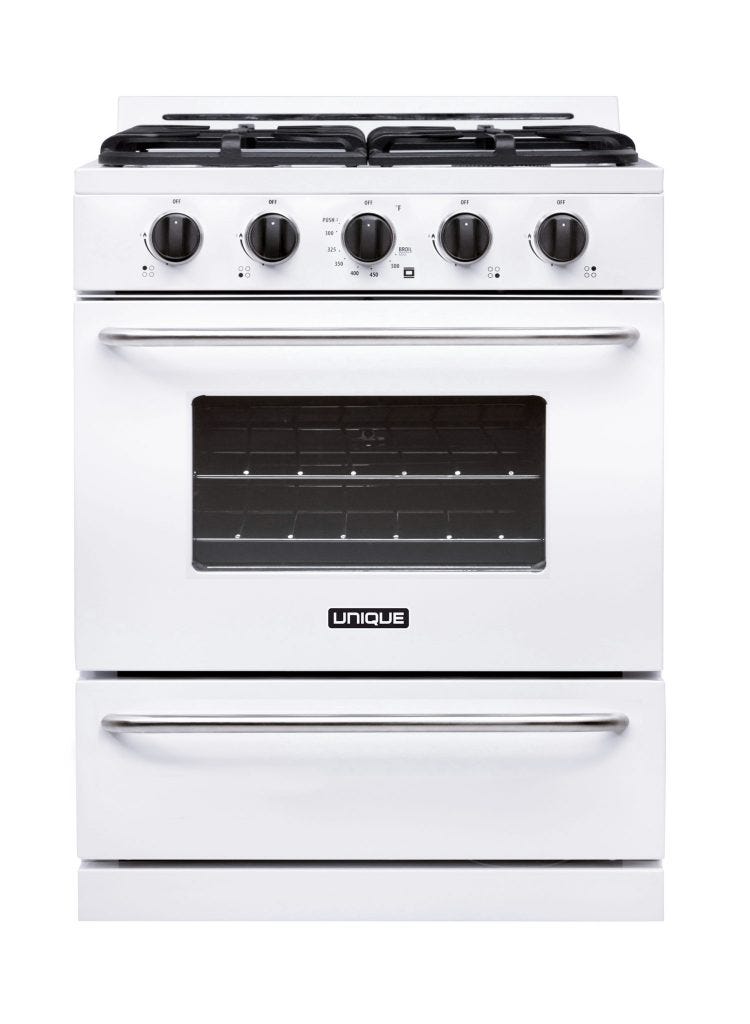 Unique Classic 30' White Off Grid Propane Range UGP-30G OF1 W