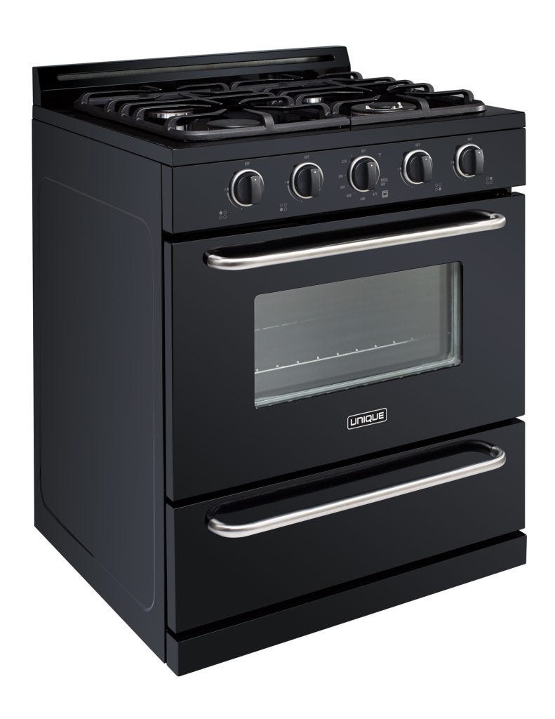 Unique Classic 30" Black Off Grid Propane Range UGP-30G OF1 B