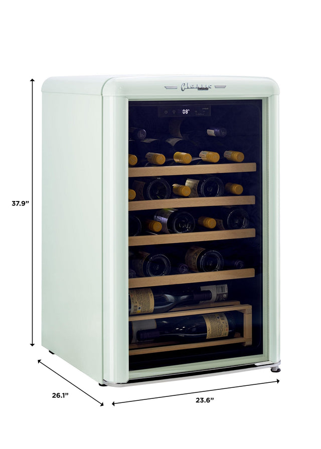 Classic Retro by Unique 28-Bottle Electric Wine Cooler UGP-125CR LG WF-Mint Green