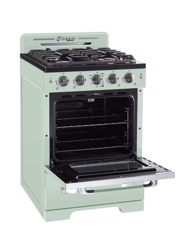 Classic Retro by Unique 24” Convection Gas Range UGP-24CR LG-Mint Green