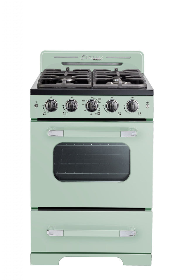 Classic Retro by Unique 24” Convection Gas Range UGP-24CR LG-Mint Green