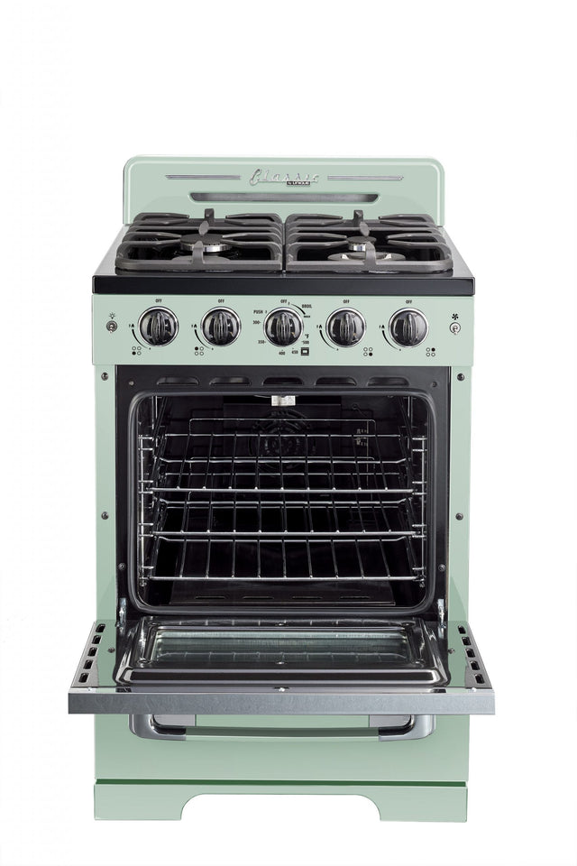 Classic Retro by Unique 24” Convection Gas Range UGP-24CR LG-Mint Green