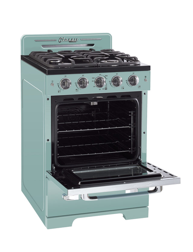 Classic Retro by Unique 24” Convection Gas Range UGP-24CR T-Turquoise