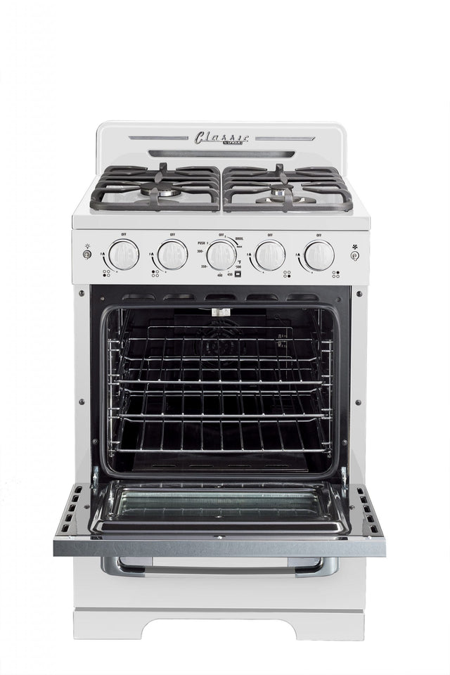 Classic Retro by Unique 24” Convection Gas Range UGP-24CR W-White