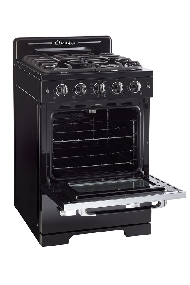 Classic Retro by Unique 24” Convection Gas Range UGP-24CR B-Black