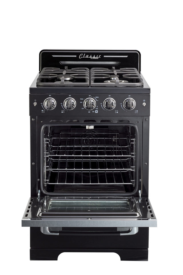 Classic Retro by Unique 24” Convection Gas Range UGP-24CR B-Black