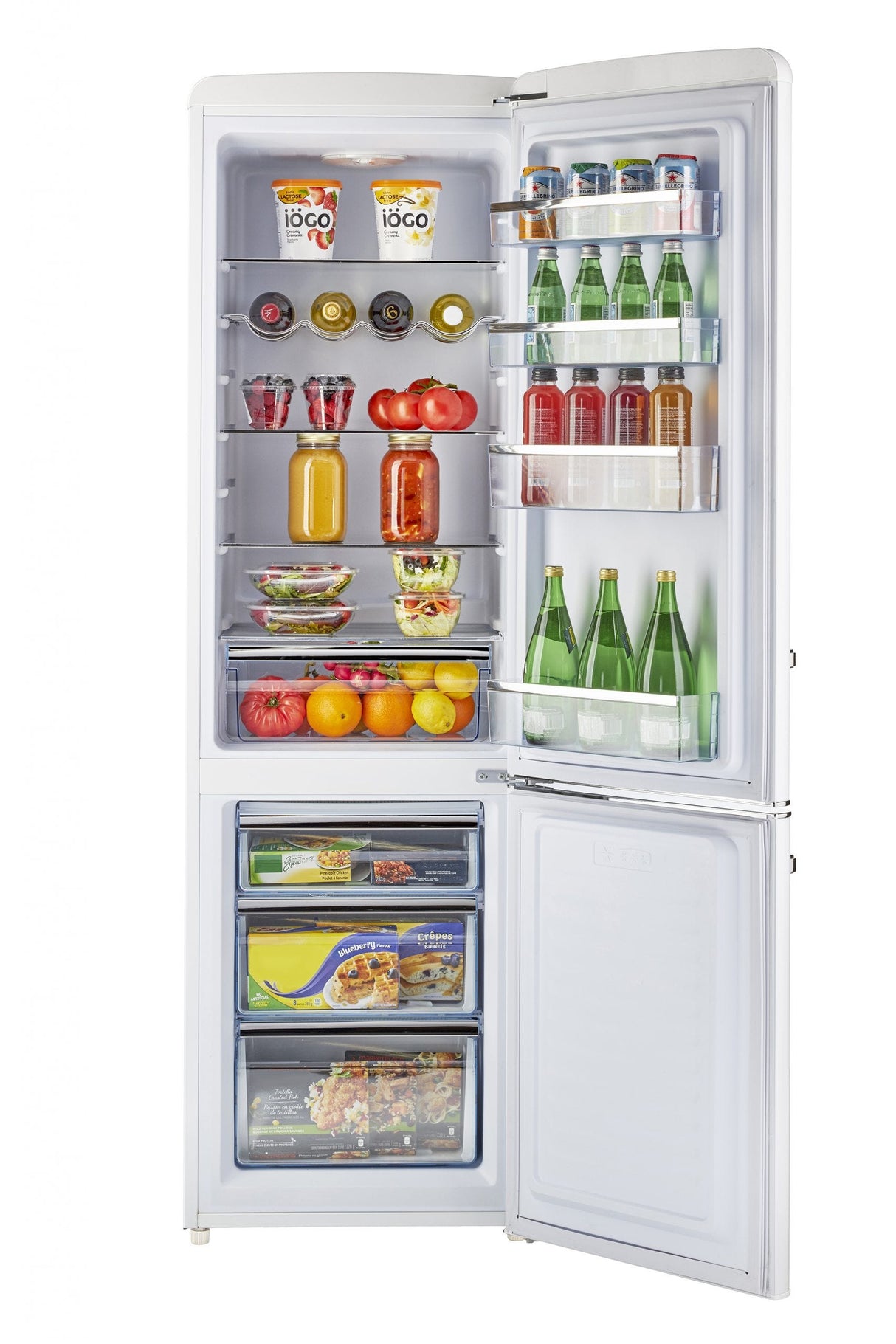 Classic Retro 21.6 in. 8.7 cu. ft. Retro Bottom Freezer Refrigerator in Marshmallow White, ENERGY STAR UGP-275L W AC