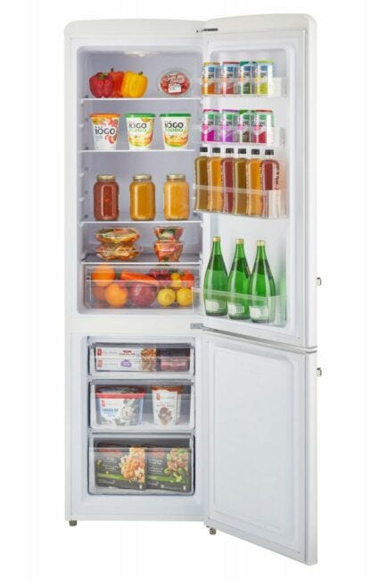 Off-Grid Classic Retro by Unique 10 cu. ft. Solar Powered DC Bottom Mount Refrigerator UGP-275L W