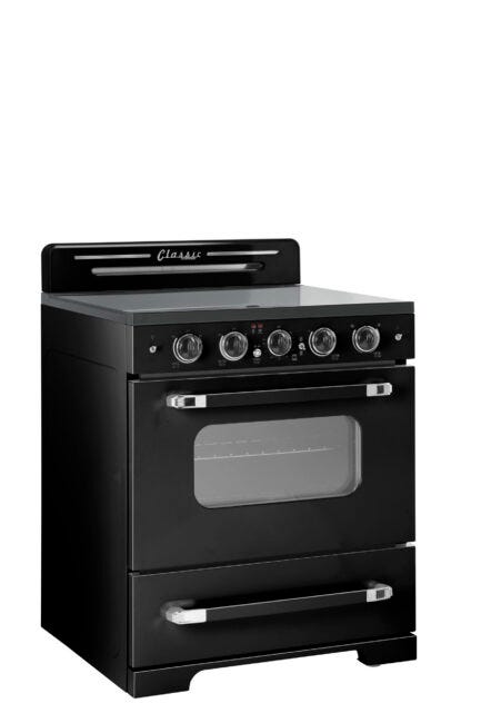 Unique 30' Classic Retro Midnight Black Electric Ceramic top Range UGP-30CR EC B
