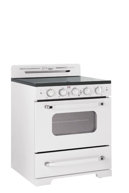 Unique 30' Classic Retro Marshmallow White Electric Ceramic top Range UGP-30CR EC W
