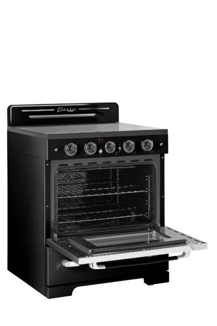 Unique 30' Classic Retro Midnight Black Electric Ceramic top Range UGP-30CR EC B