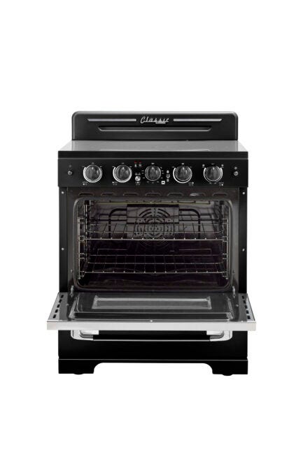 Unique 30' Classic Retro Midnight Black Electric Ceramic top Range UGP-30CR EC B