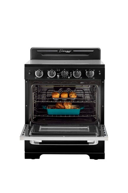 Unique 30' Classic Retro Midnight Black Electric Ceramic top Range UGP-30CR EC B