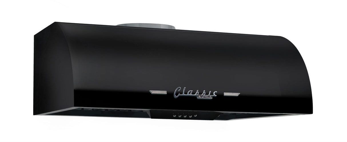 Classic Retro 24-inch 500 CFM Ducted Under Cabinet Range Hood with LED Lighting in Midnight Black UGP-24CR RH B