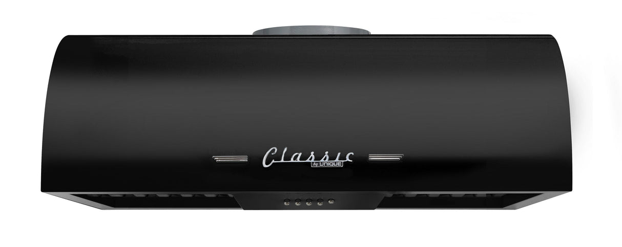 Classic Retro 24-inch 500 CFM Ducted Under Cabinet Range Hood with LED Lighting in Midnight Black UGP-24CR RH B