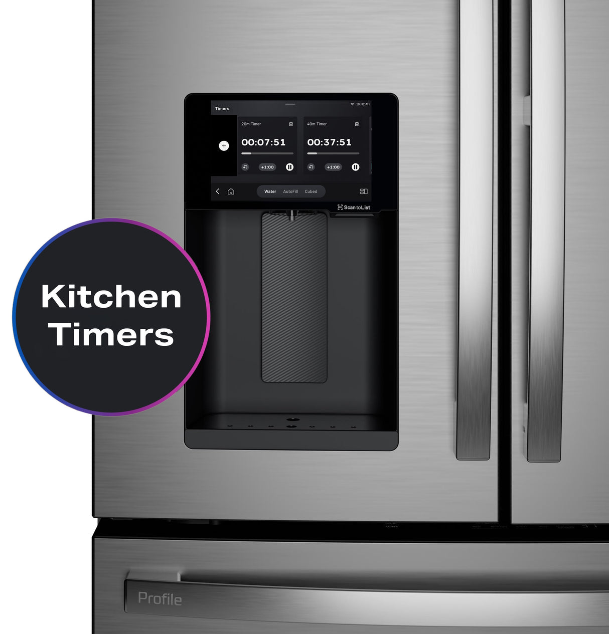 GE Profile™ ENERGY STAR® 27.9 Cu. Ft. Smart 4-Door French-Door Refrigerator with Kitchen Assistant PVD28HYYFS