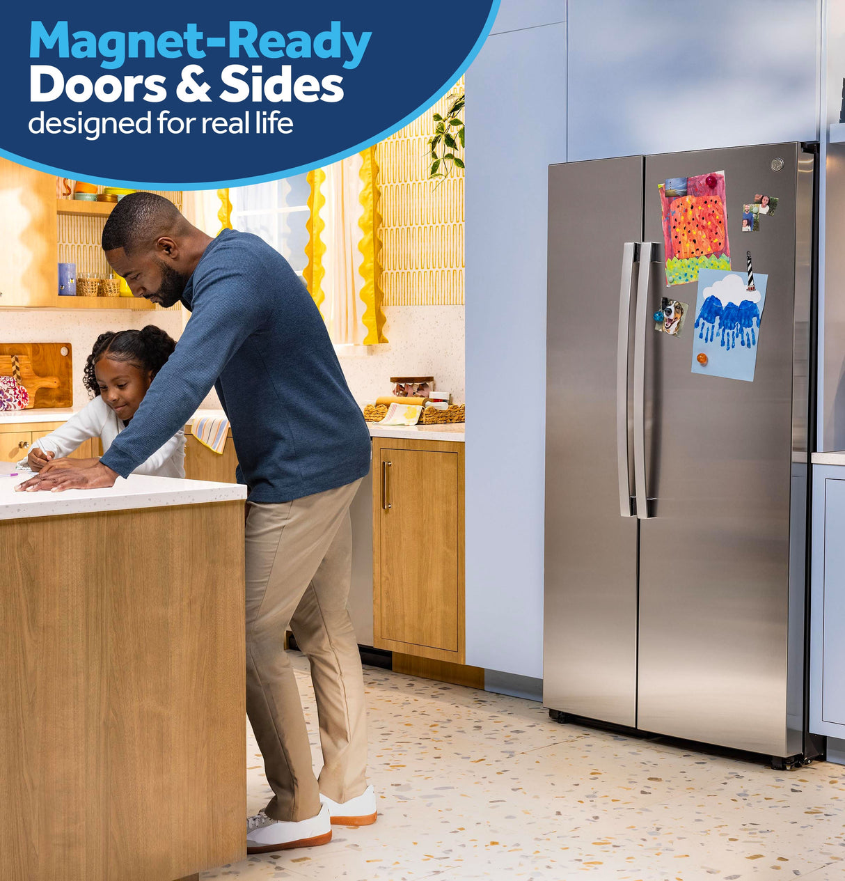 GE 24.2 Cu. Ft. Counter-Depth Side-By-Side Refrigerator with Internal Dispenser and In-Door Icemaker GKS24NYYFS