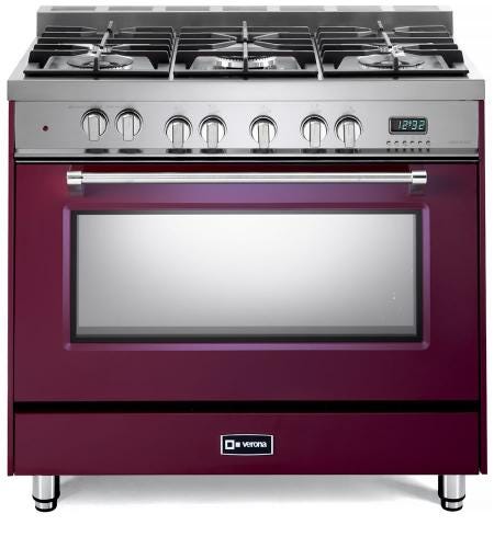 Verona 36" Prestige Dual Fuel Single Oven Range VPFSGE365BU-Burgundy