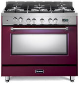 Verona 36" Prestige Dual Fuel Single Oven Range VPFSGG365BU-Burgundy