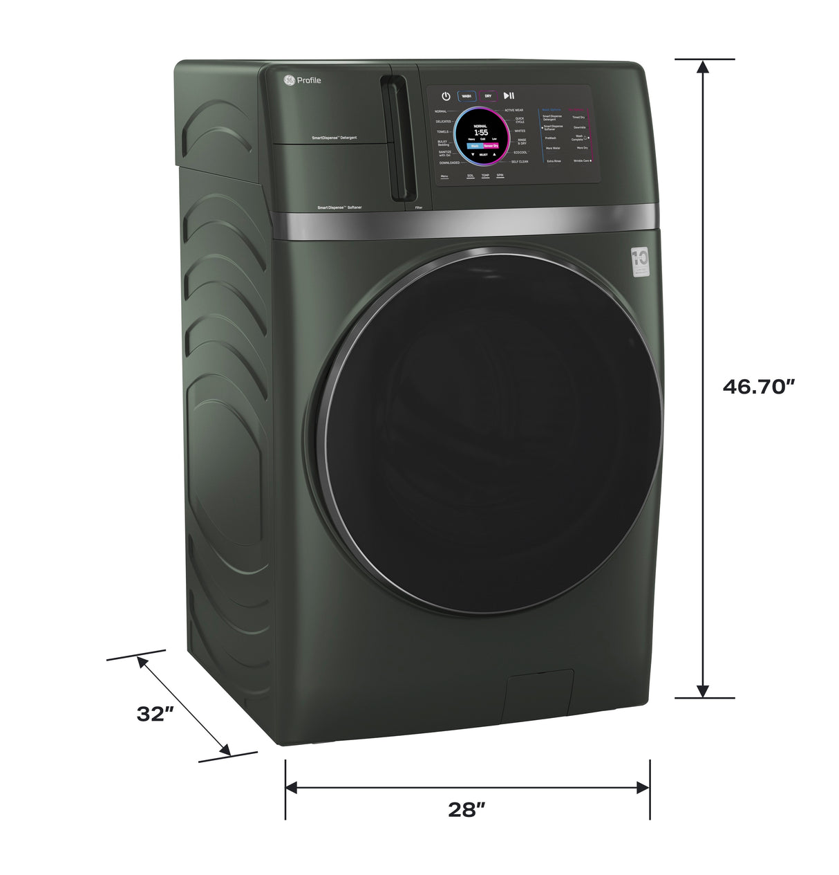 GE Profile™ ENERGY STAR® 4.8 cu. ft. Capacity UltraFast Combo with Ventless Inverter Heat Pump Technology Washer/Dryer PFQ97HSPVGN